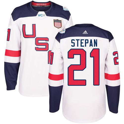 Team USA #21 Derek Stepan White 2016 World Cup Stitched Youth NHL Jersey - Click Image to Close
